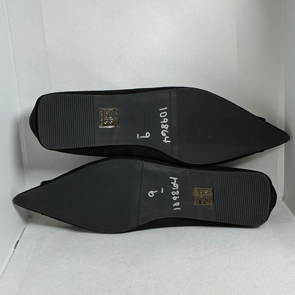 Seven Big Trees Black Suede Pointed Toe Flats Silver Buckle Size 9 - Picture 9 of 11